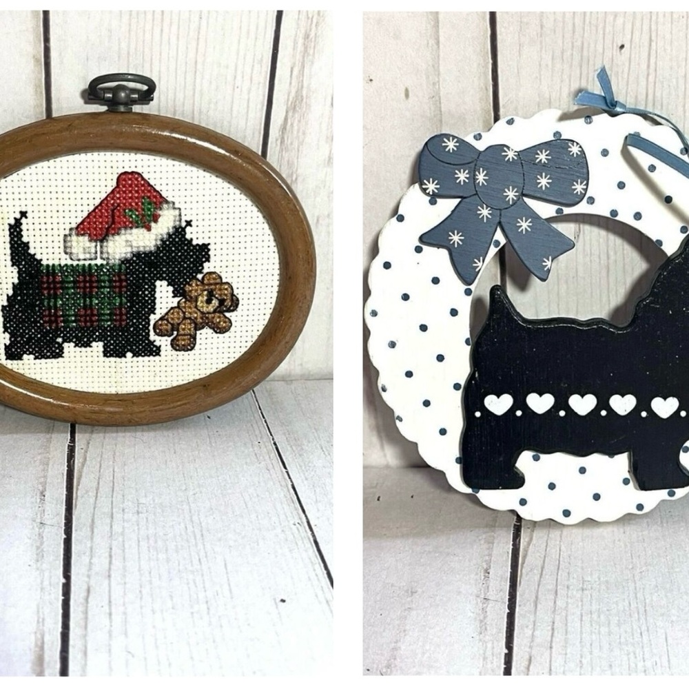 Set of 2 Vintage Scottie Dog Ornaments
